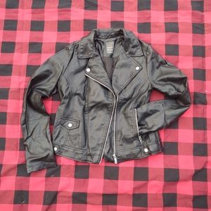 Faux leather moto jacket